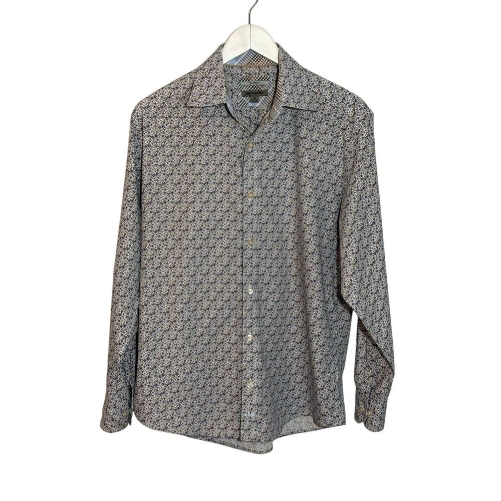 johnston and murphy dress shirts & Logan Printed Cotton Short-sleeve Shirt - Navy Flight Paths truly make your life simpler Johnston & Murphy | Shirts